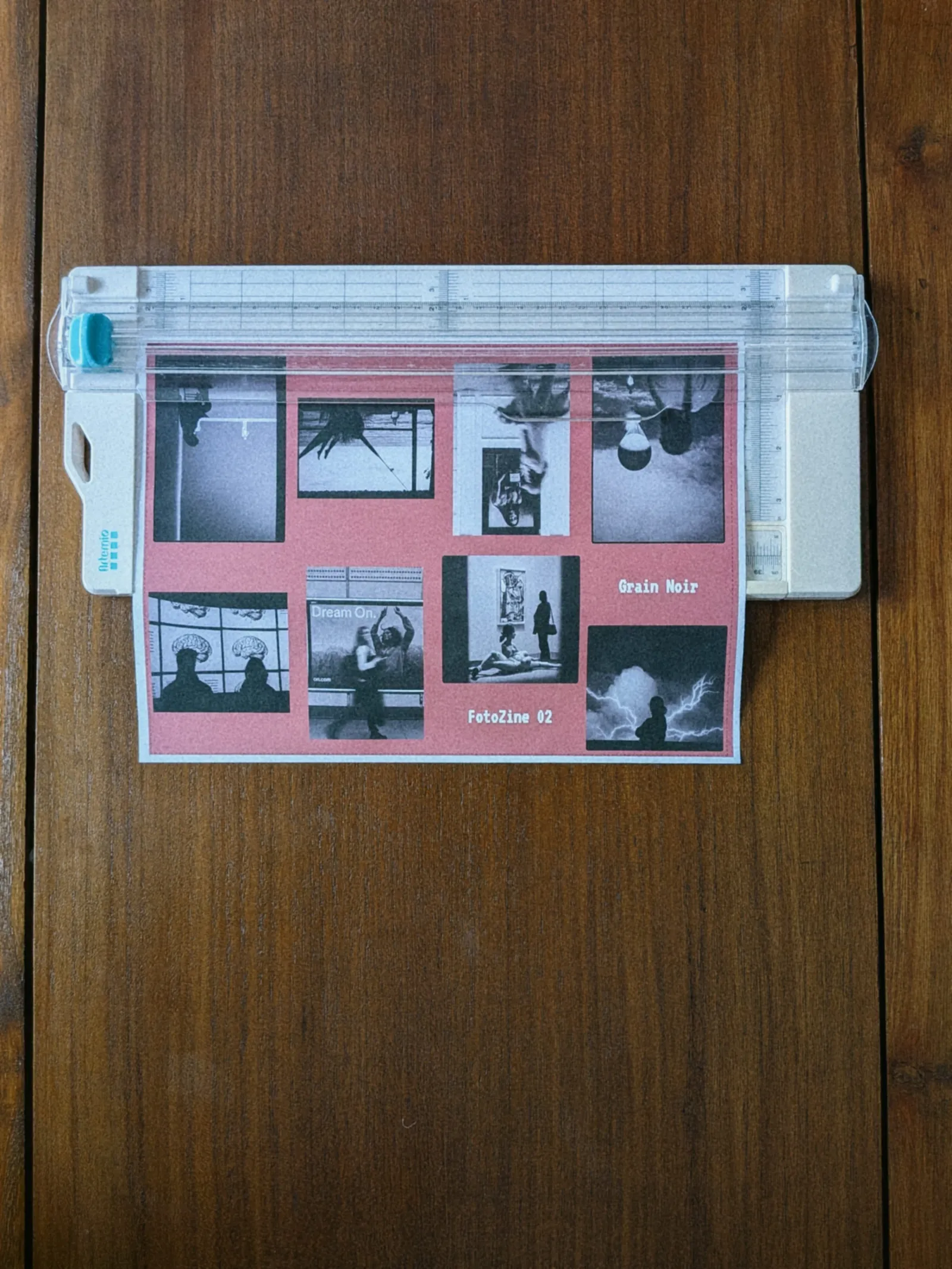 Folding and cutting an A4 photo zine along scored lines