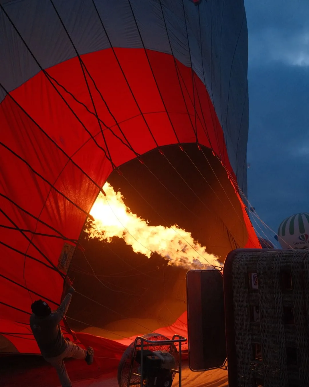 Hot air balloon being inflated, Cappadocia.