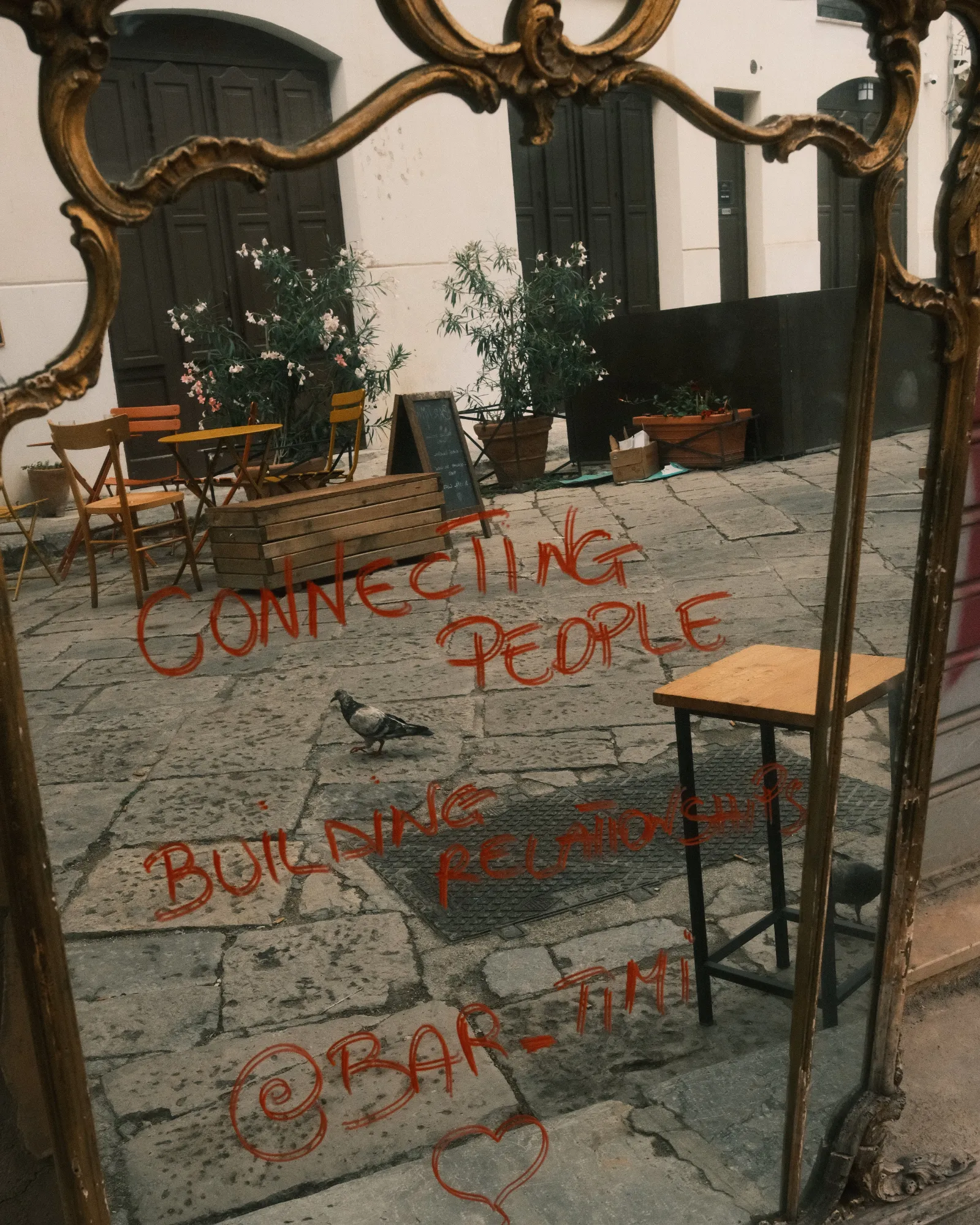 A mirror in front of Bar Timi in Palermo