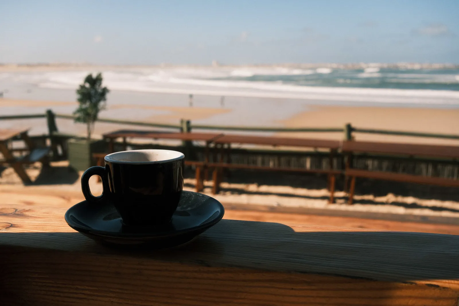 Peniche beach and coffee, taken on the Fujifilm X-E5