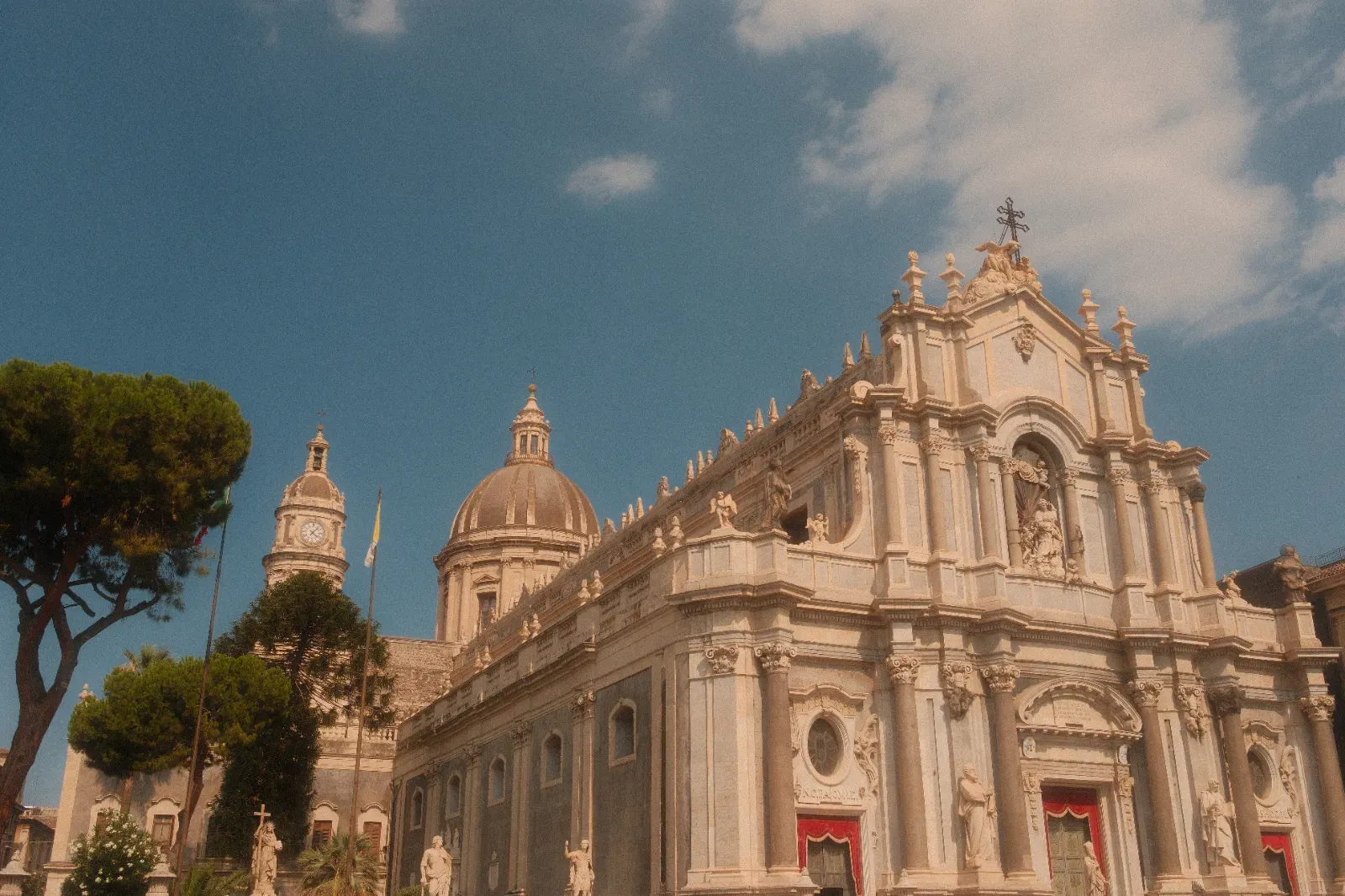 The front of cathedral of Saint Agatha The front of cathedral of Saint Agatha, Catania, Sicily - Summer Chrome fujifilm film recipe
