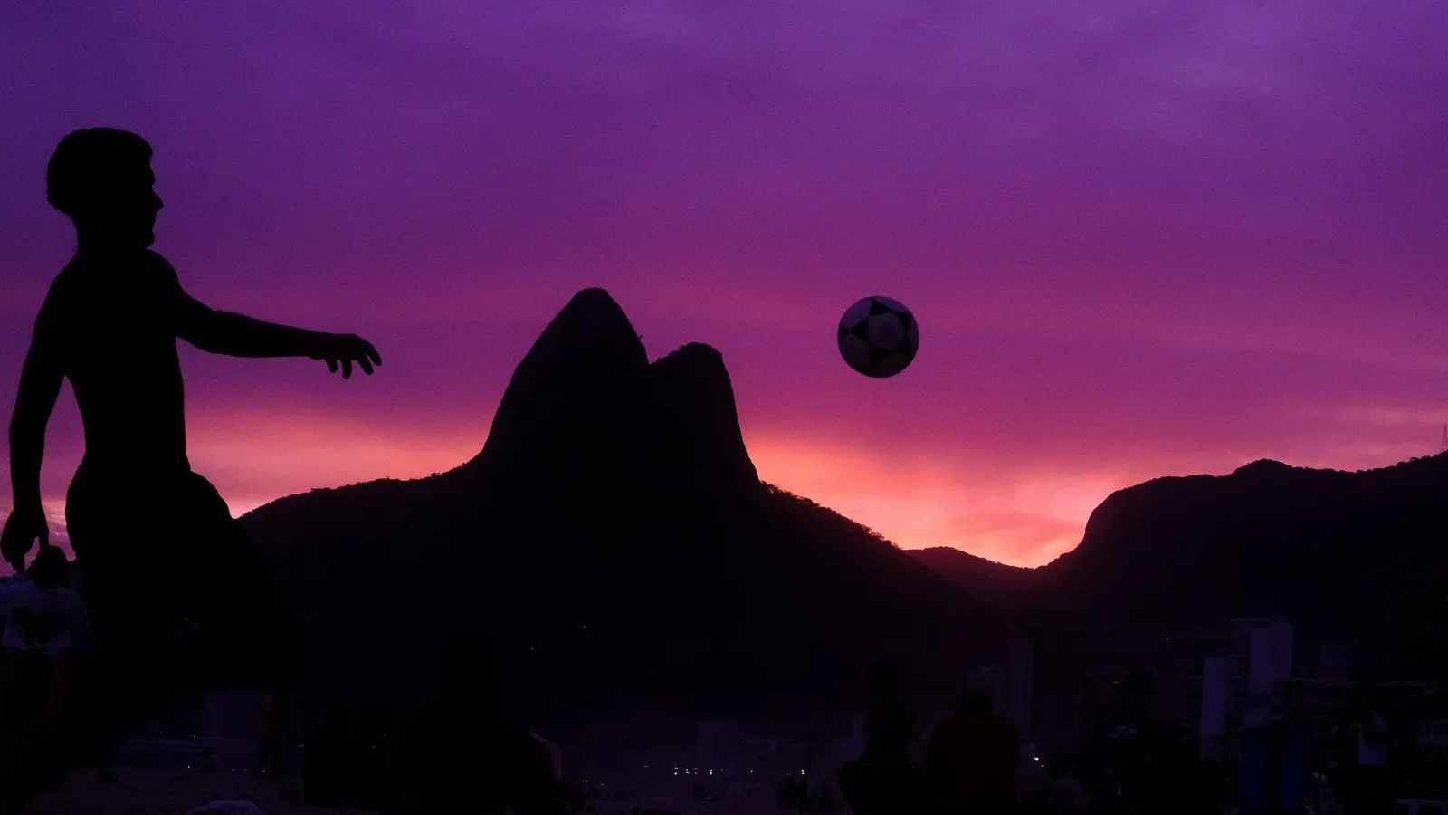A silhouette shot from Ipanema beach, Rio, Brazil, with the Fujifilm X-E5.