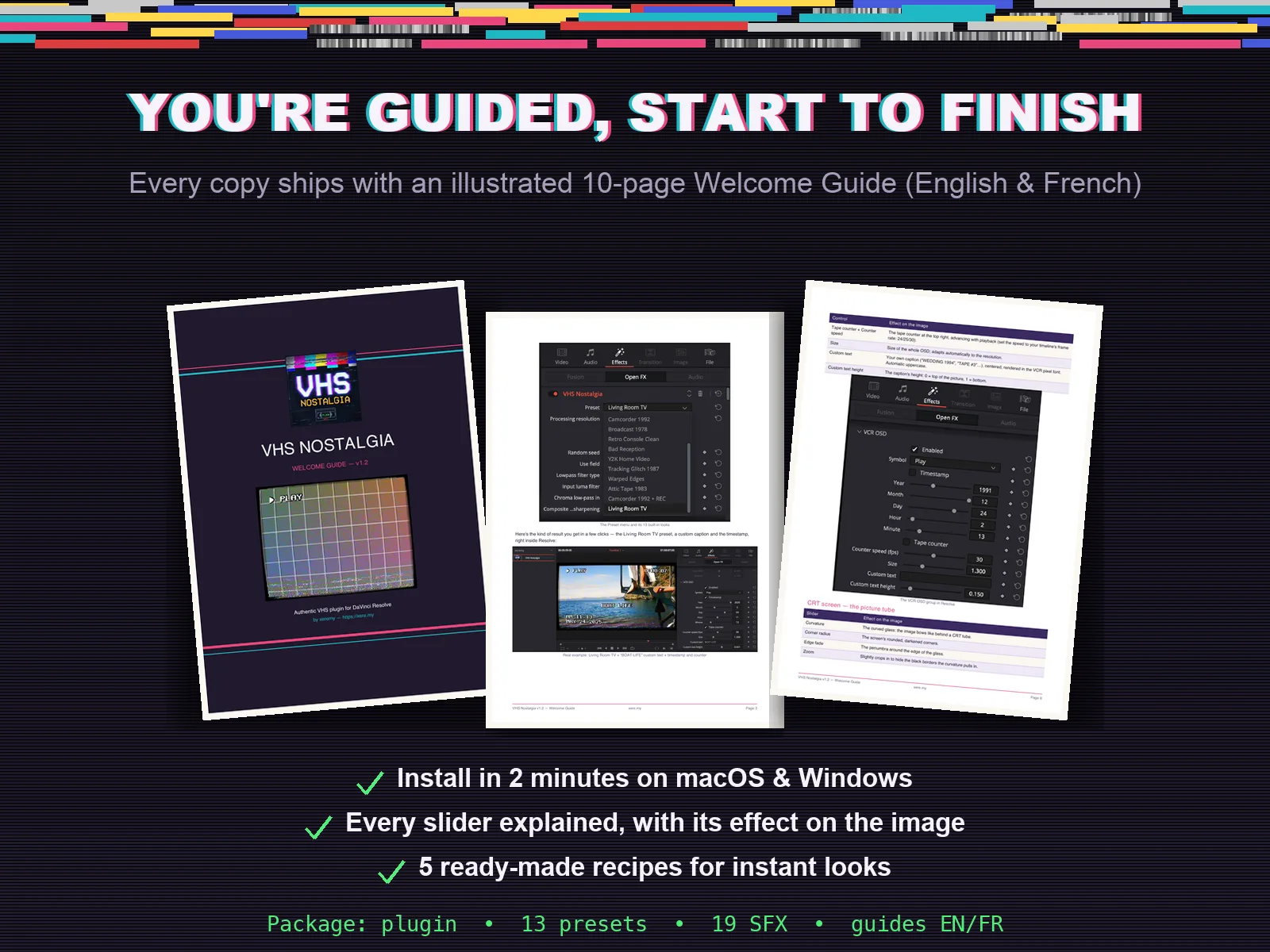 VHS Nostalgia Welcome Guide - installation and preset recipes for the DaVinci Resolve OpenFX plugin