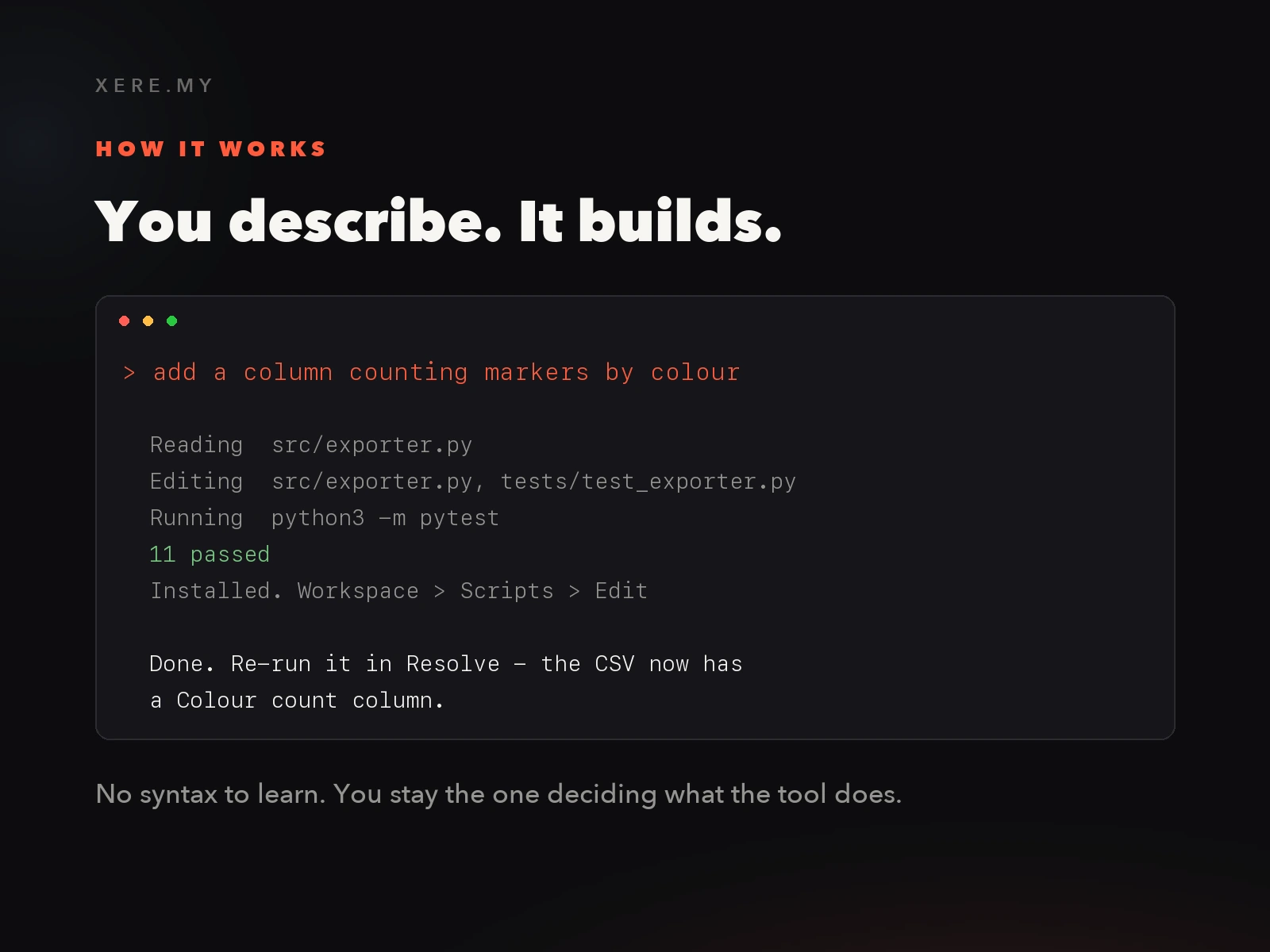 Modifying a DaVinci Resolve plugin with a plain English prompt in Claude Code
