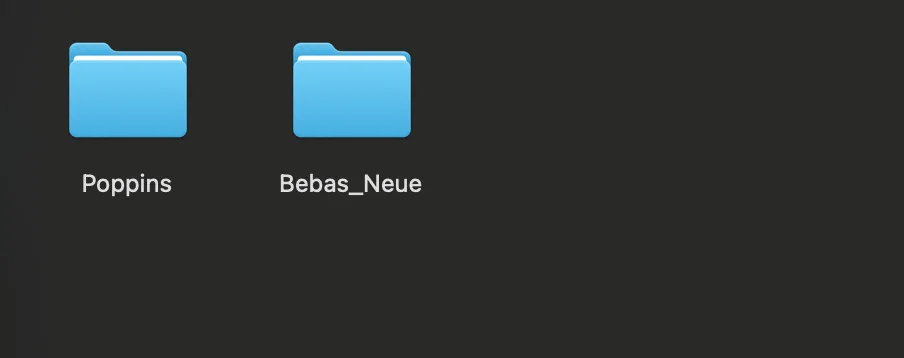 Font Book on macOS installing the Poppins and Bebas Neue typefaces